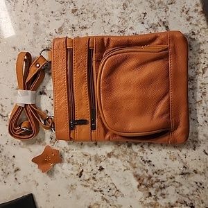 NEW Genuine Leather Brown Crossbody Handbag